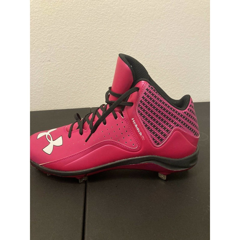 Mens Under Armour Pink Baseball Metal Cleats Sz 13